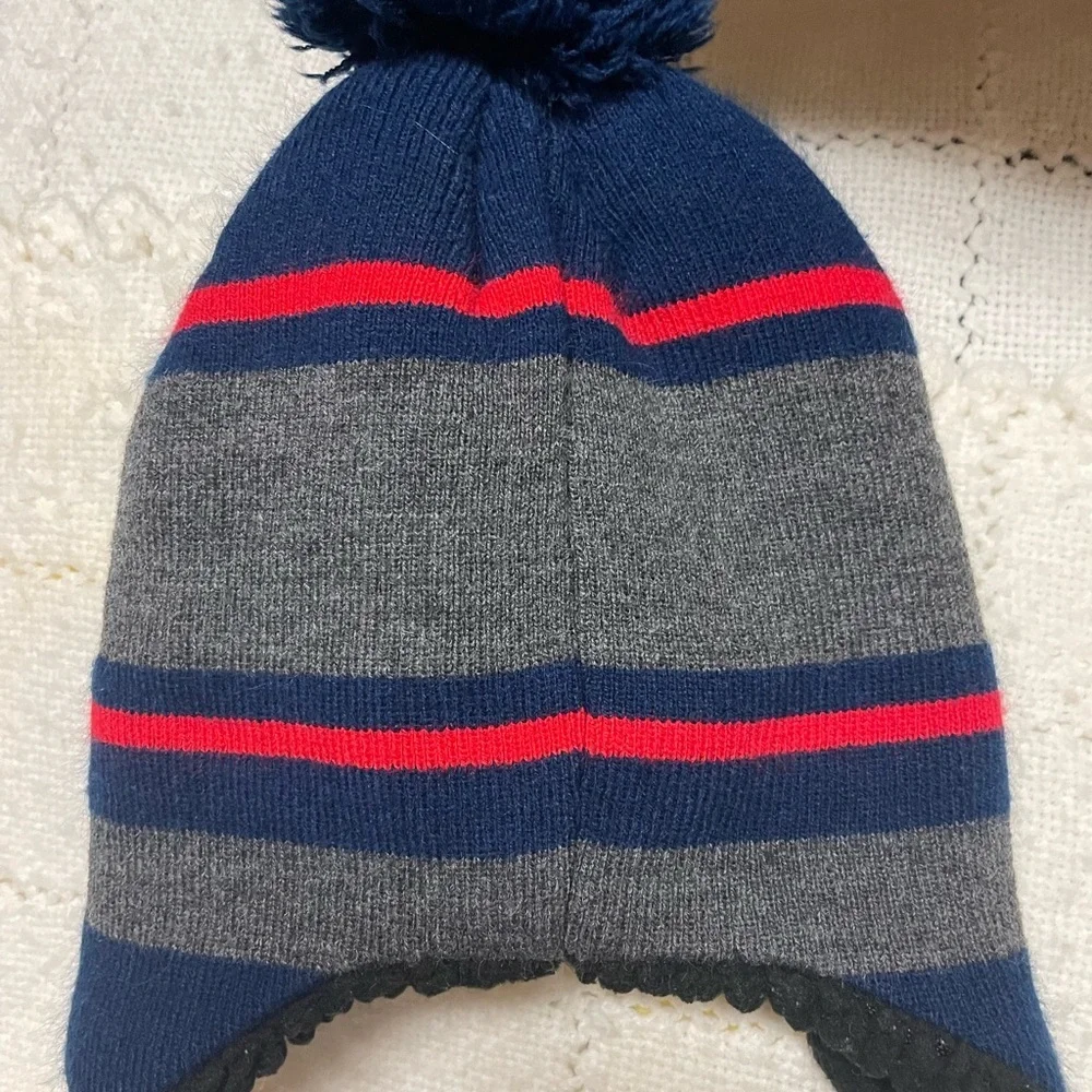 Disney Mickey Mouse Striped Hat - Navy and Charcoal Kids Beanie Winter ski hat